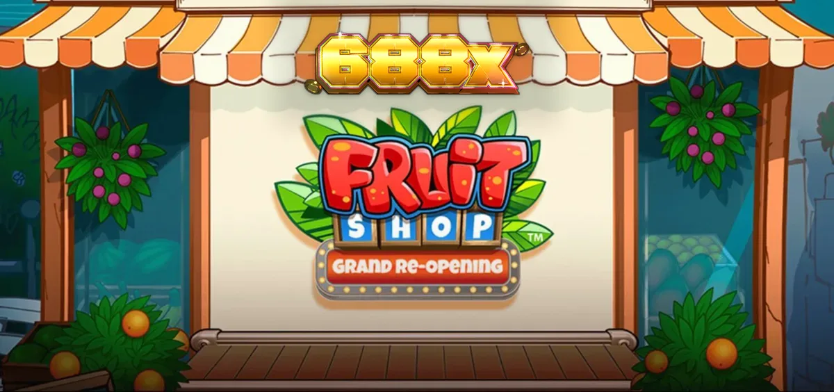 Interface vibrante do slot Fruit Shop Grand Re-Opening com frutas coloridas